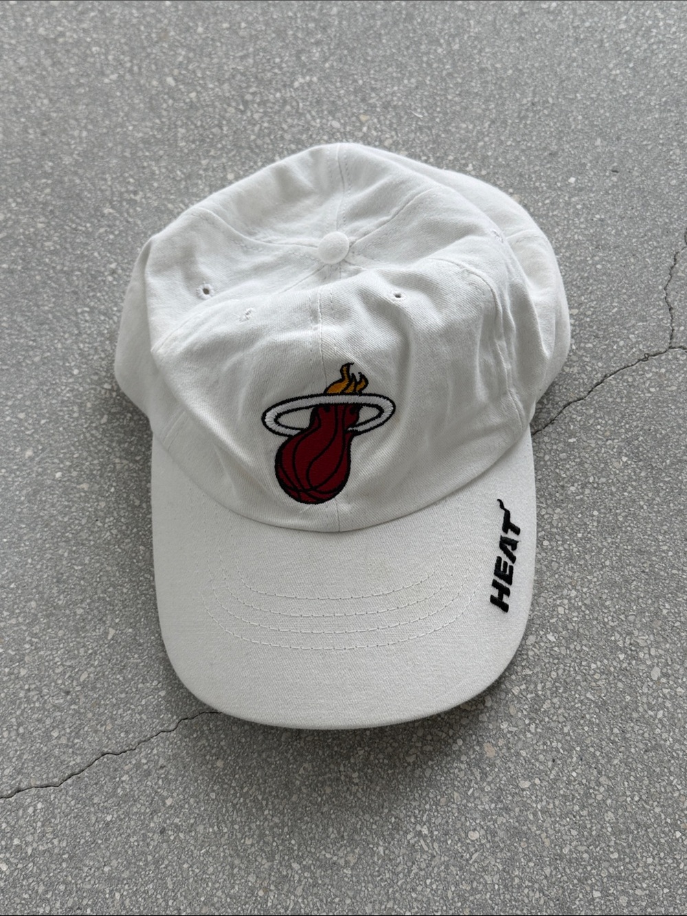Vintage Miami Heat Motorola White Hat with Adjustable Metal Buckle